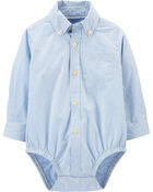 Baby Oxford Button-Front Bodysuit, image 1 of 3 slides
