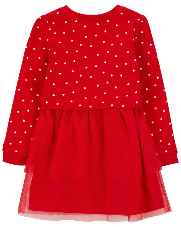 Red Toddler Heart Long-Sleeve Tulle Dress | carters.com