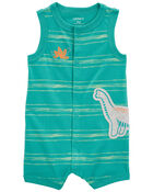 Baby Dinosaur Snap-Up Cotton Romper, image 1 of 3 slides