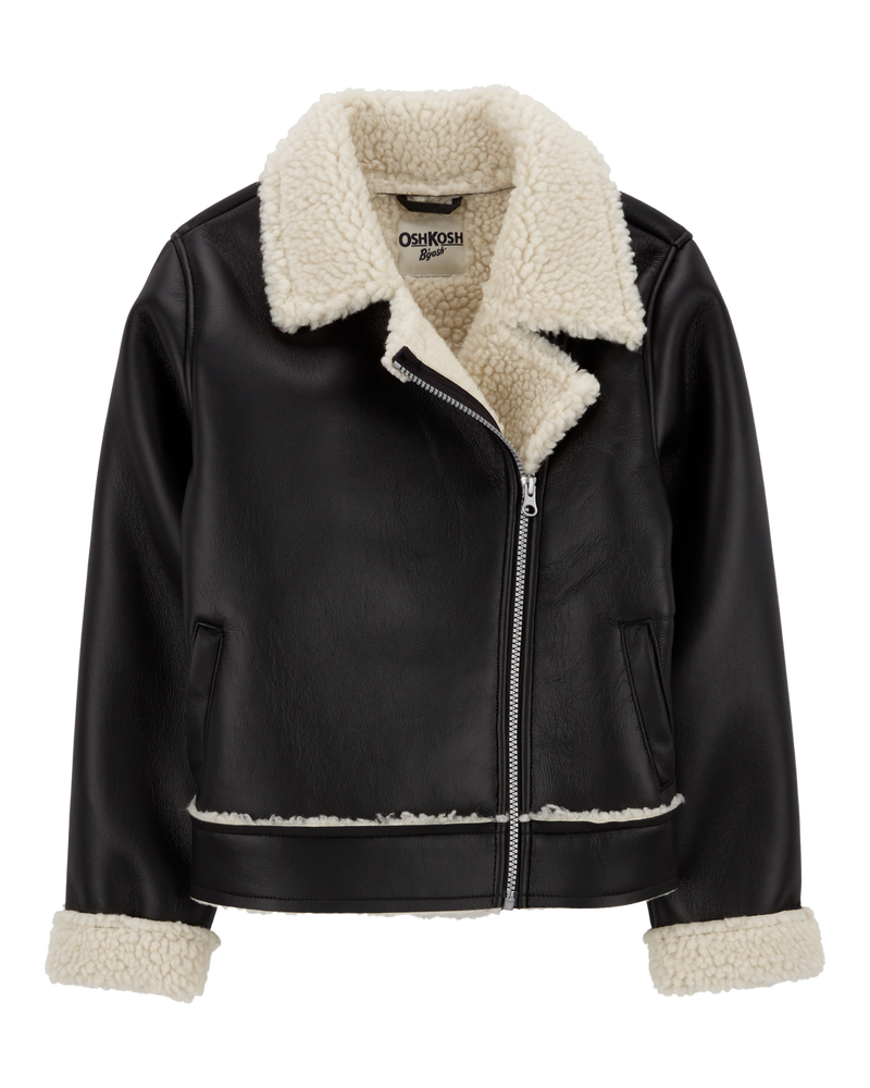 Kid Faux Leather and Sherpa Jacket, image 1 of 3 slides