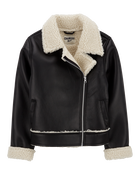 Kid Faux Leather and Sherpa Jacket, image 1 of 3 slides
