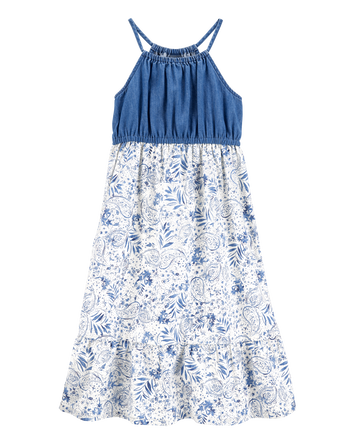Kid Chambray Floral Print Dress , 