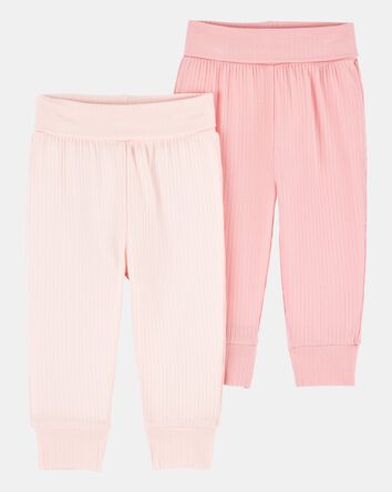 Baby Girl 2-Pack PurelySoft Pull-On Pants - Pink, 