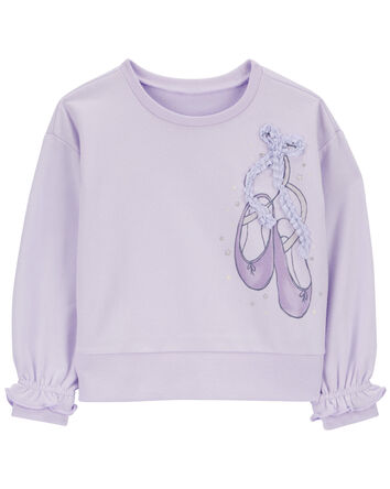 Toddler Ballet Crew Neck Cotton Pullover, 