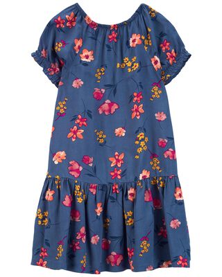Navy Toddler Floral Print LENZING™ ECOVERO™ Dress | carters.com