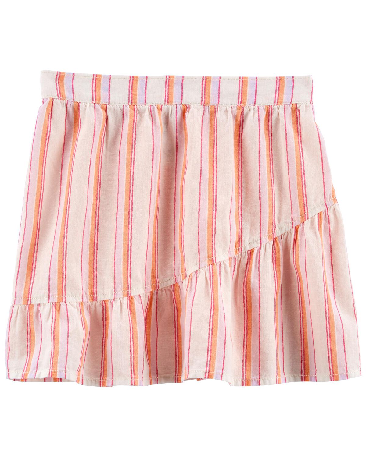 Pink Kid Striped Linen Skirt