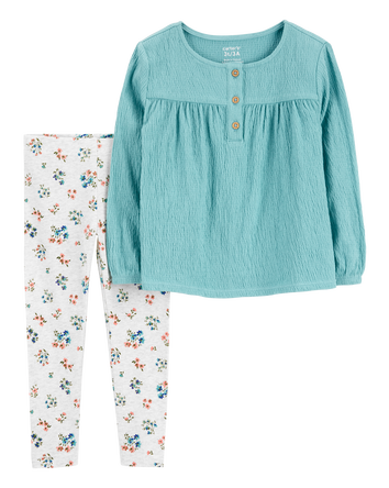 Toddler 2-Piece Gauze Top & Floral Legging Set, 