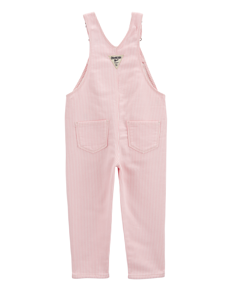 Toddler Knit Denim Hickory Stripe Overalls - Pink, image 2 of 4 slides