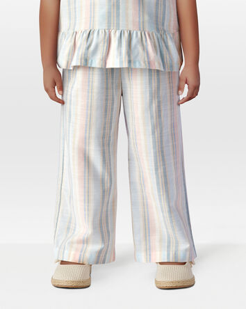 Toddler Striped Linen Look-Alike Tie-Waist Pants, 