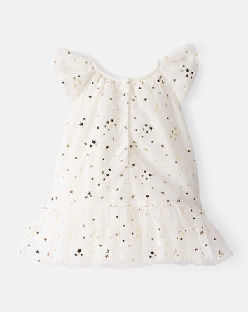 Baby Girl Star Print Short-Sleeve Dress - White, 