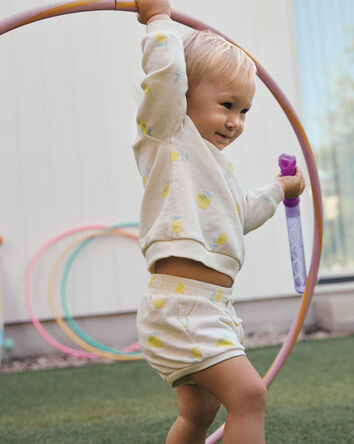 Baby Girl French Terry Shorts - Ivory, 