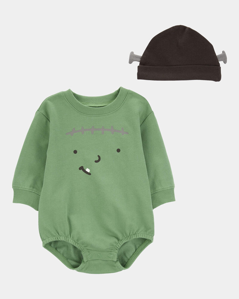Baby 2-Piece Halloween Frankenstein Outfit Set - Green/Black, image 1 of 3 slides