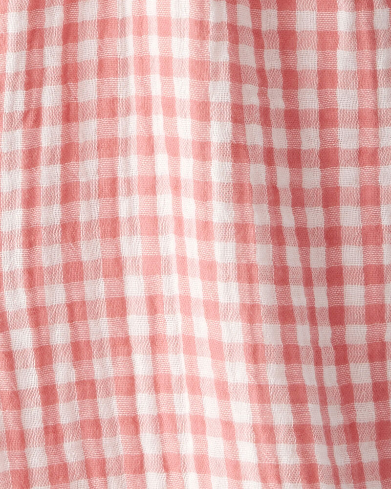 Toddler Organic Cotton Gauze Gingham Jumpsuit, image 3 of 4 slides