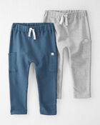 Toddler 2-Pack Organic Cotton Pants in Deep Teal & Heather Grey, image 1 of 4 slides