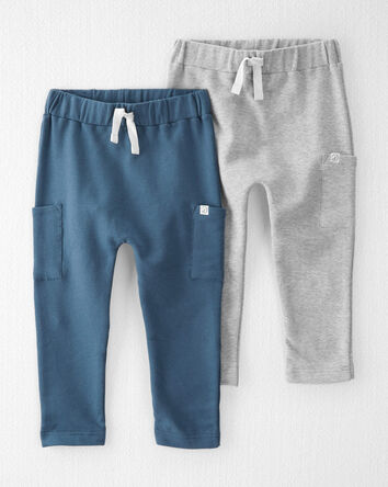 Toddler 2-Pack Organic Cotton Pants in Deep Teal & Heather Grey, 