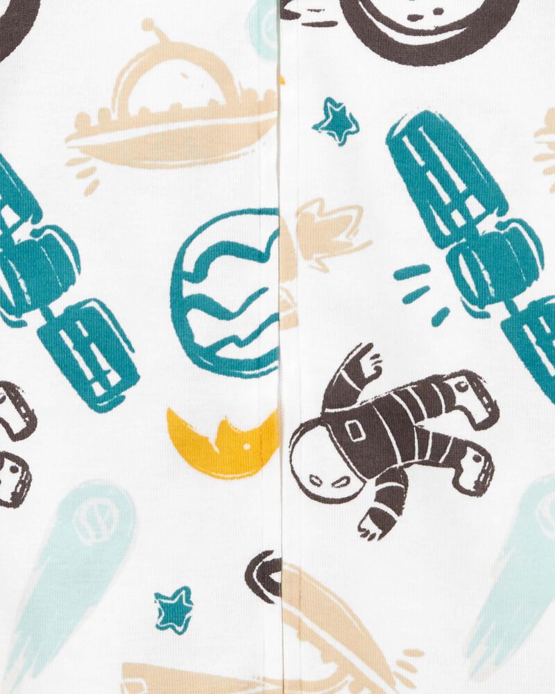 Toddler 1-Piece Space 100% Snug Fit Cotton Romper Pajamas, image 2 of 3 slides