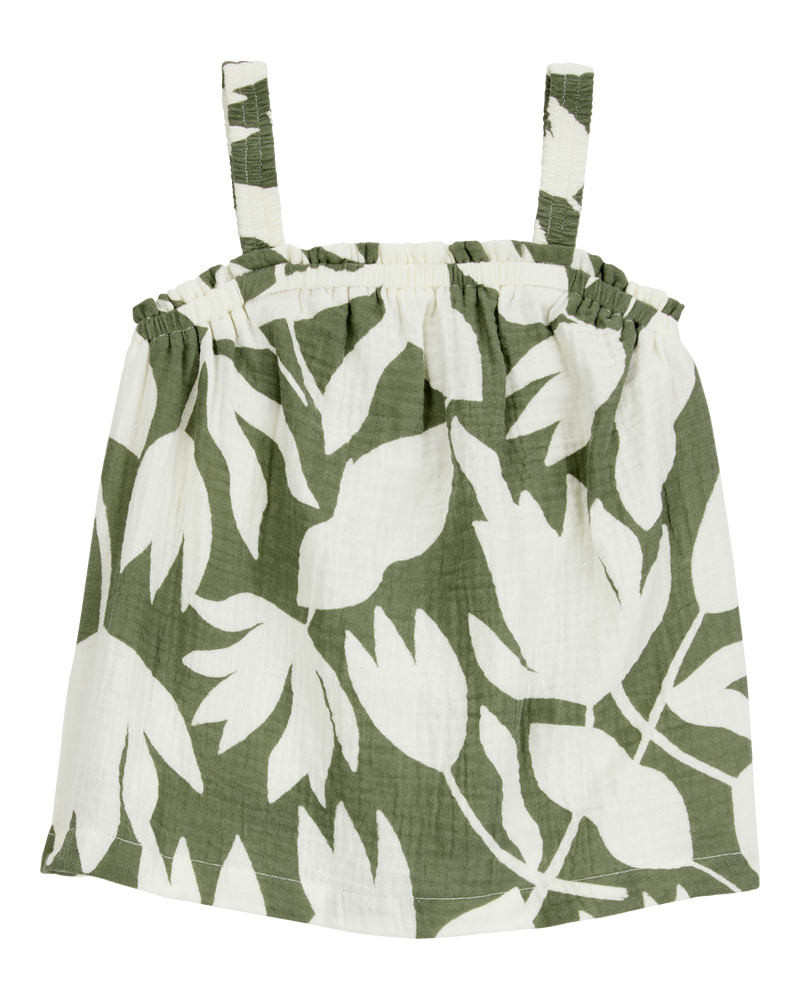 Baby Tropical Floral Sleeveless Tank - Green, image 1 of 3 slides