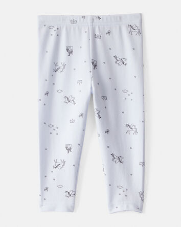 Baby Girl Printed Cotton Pull-On Stretch Leggings - Blue, 