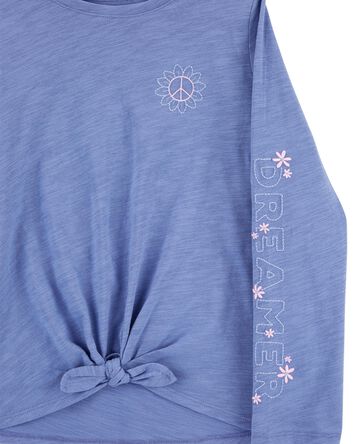 Kid Embroidered Dreamer Tie-Front Top, 