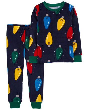 Toddler 2-Piece Christmas Lights Velboa Pajamas, 