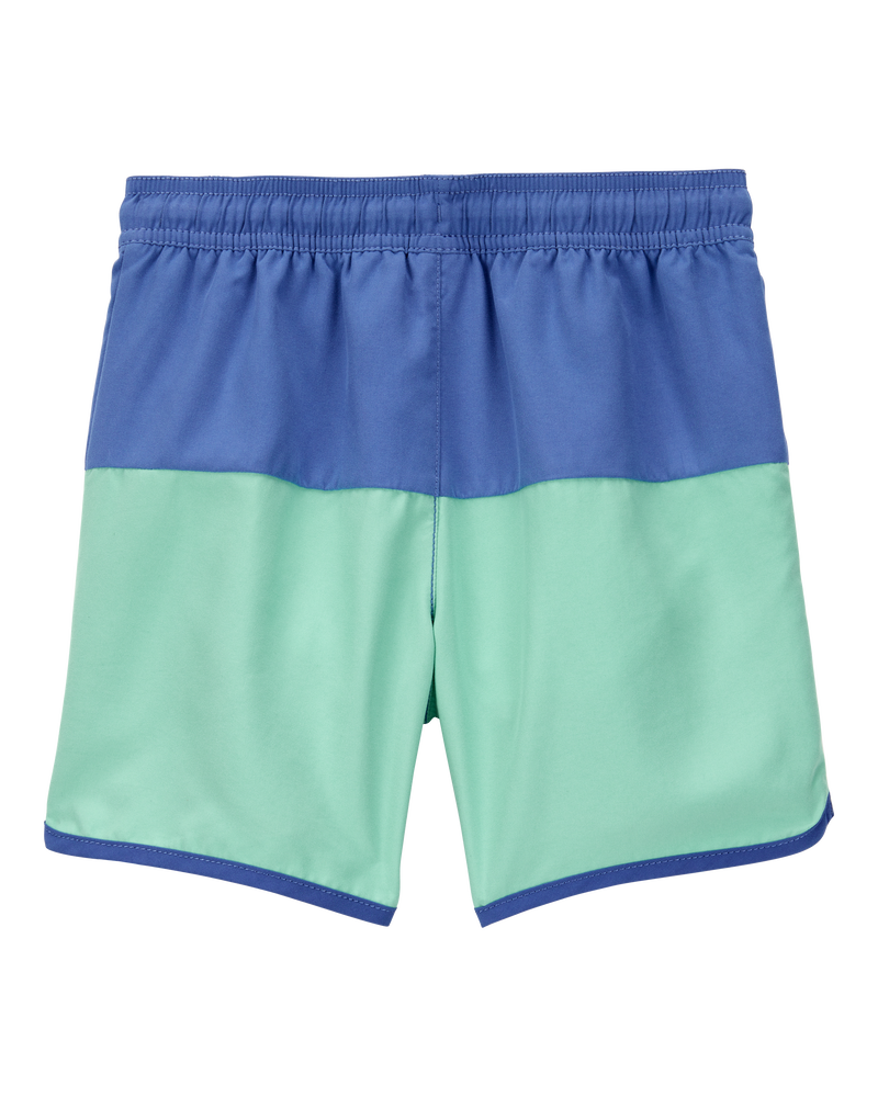 Boys Colorblock Swim Trunks - Green/Blue, image 2 of 4 slides
