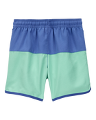 Boys Colorblock Swim Trunks - Green/Blue, image 2 of 4 slides