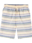 Multi - Kid Baja Striped Drawstring Canvas Shorts