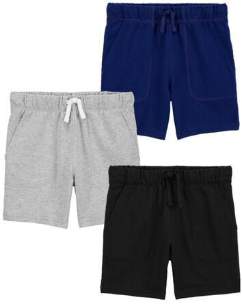 Kid 3-Pack Pull-On Cotton Shorts, 