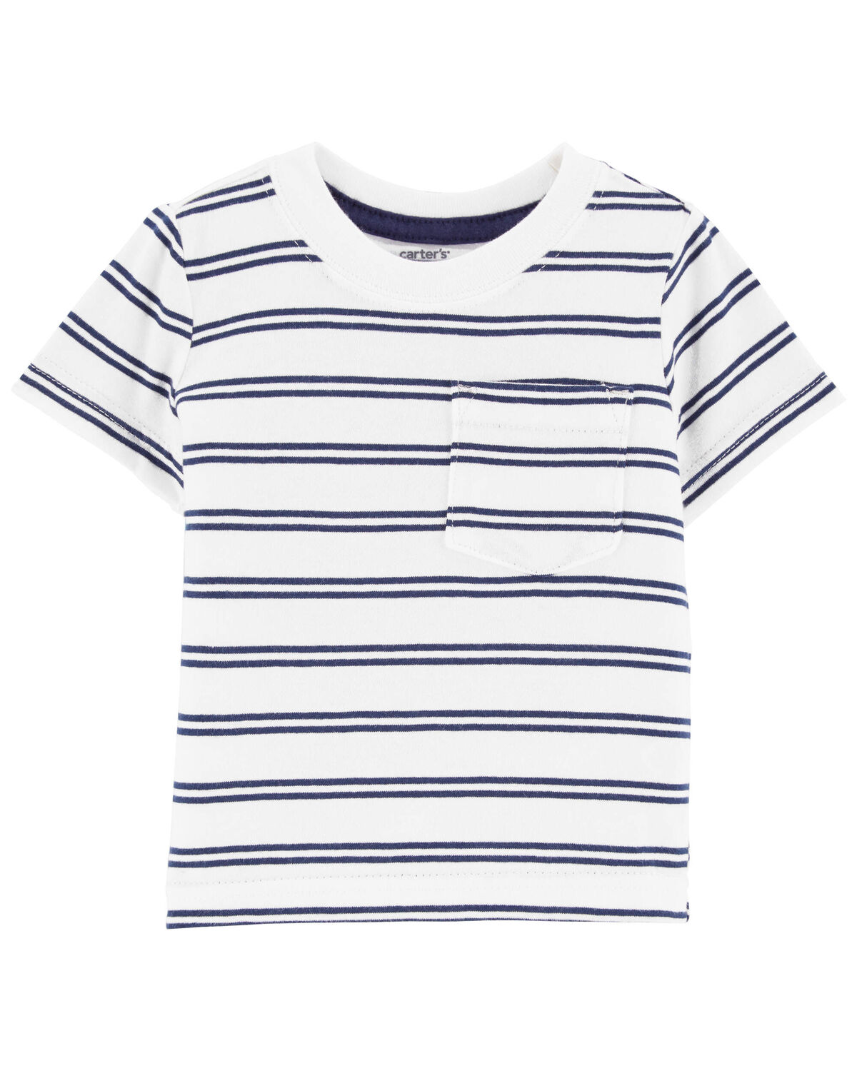 White/Navy Baby Striped Pocket Tee | carters.com