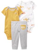 Grey/Yellow - Baby 3-Piece Helicopter Little Character Set