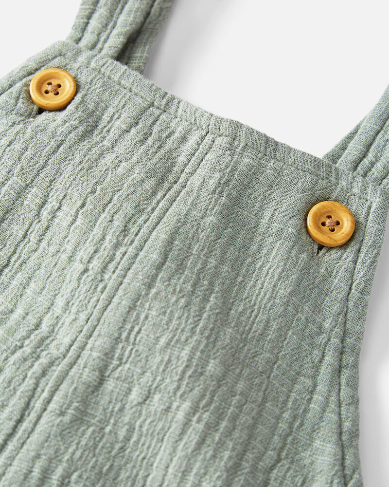 Baby Organic Cotton Textured Gauze Overalls in Sage Pond, image 4 of 5 slides