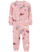 Toddler 1-Piece Dinosaur 100% Snug Fit Cotton Footless Pajamas, image 1 of 4 slides
