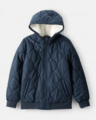 Boys Long-Sleeve Midweight Quilted Bomber Jacket - Navy, image 1 of 3 slides
