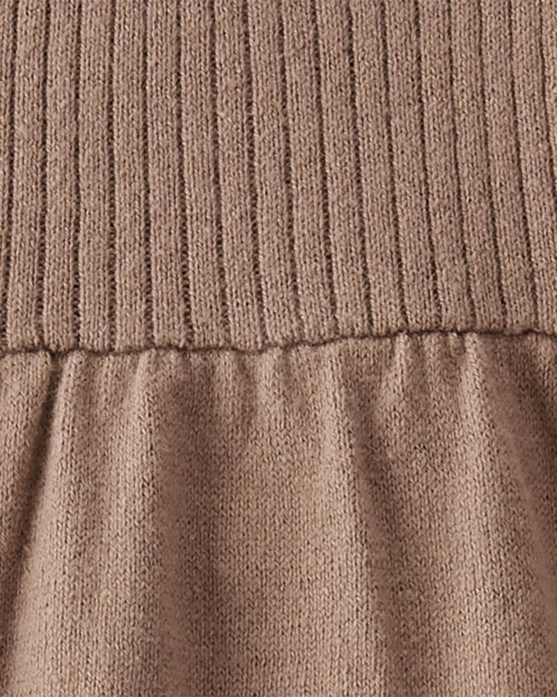 Baby Organic Cotton Ribbed Sweater Knit Dress in Light Brown, image 4 of 6 slides