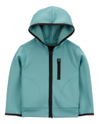 Toddler Stretch Tech Zip-Up Hooded Jacket - Teal, image 1 of 3 slides