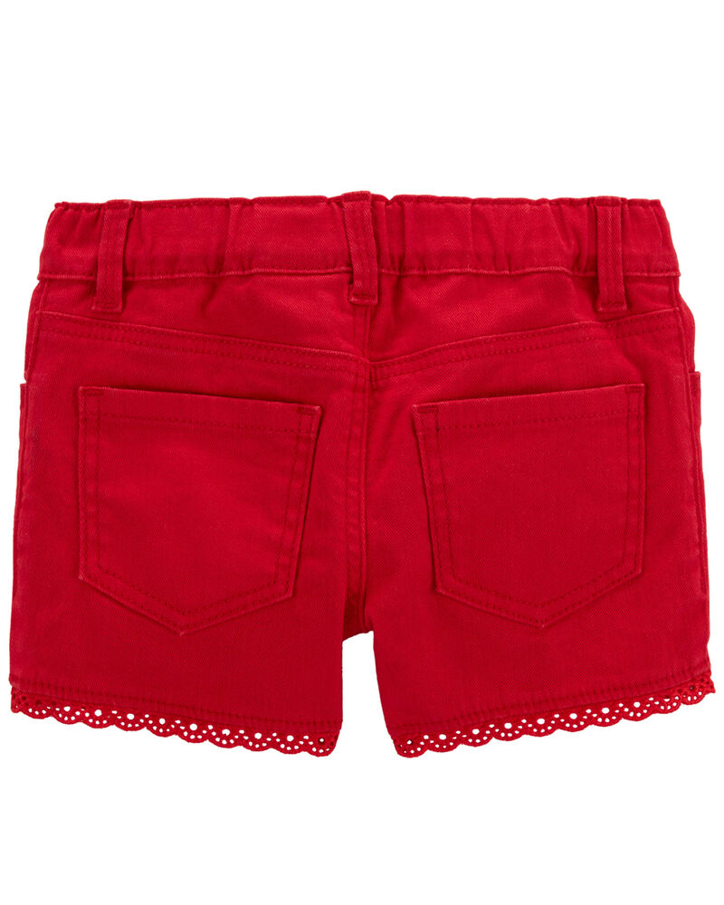 Toddler Eyelet Trim Denim Shorts, image 2 of 3 slides