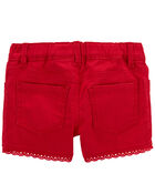 Toddler Eyelet Trim Denim Shorts, image 2 of 3 slides