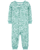 Toddler 1-Piece Ocean Print 100% Snug Fit Cotton Footless Pajamas, image 1 of 2 slides