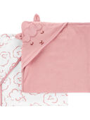 Pink/White - Baby 2-Pack Hooded Towels