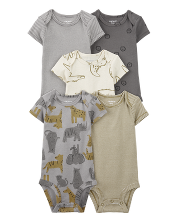 Baby Boy 5-Pack Striped Alligator Short-Sleeve Bodysuits, 