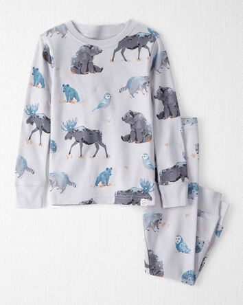 Toddler Organic Cotton Pajamas in Midnight Forest Print, 