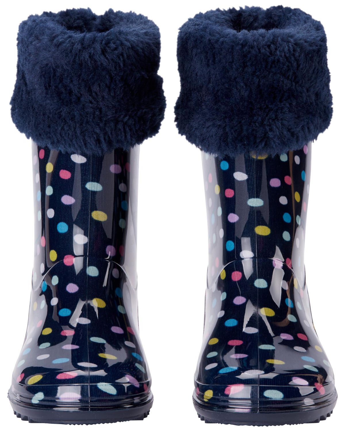 Navy Toddler Polka Dot Rain Boots
