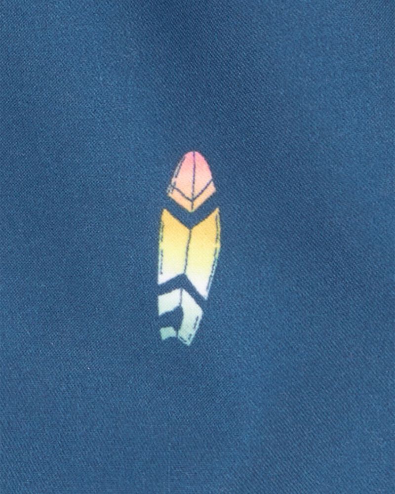 Kid Surfboard-Print Pull-On Swim Trunks, image 3 of 4 slides