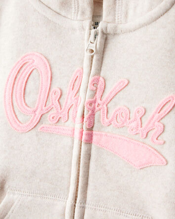 Baby OshKosh Fleece Logo Zip Jacket - Oatmeal, 