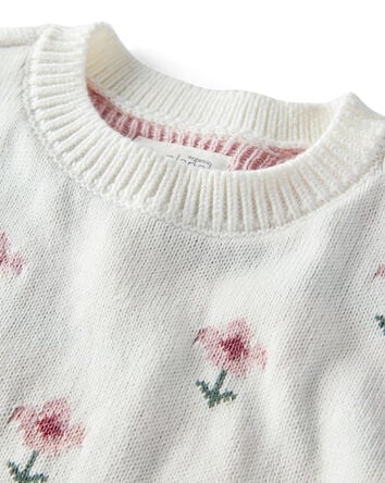 Baby Girl 2-Piece Organic Cotton Sweater Knit Set in Cosmos Garden Print, 