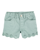 Toddler Iconic Eyelet Short - Green, image 1 of 5 slides