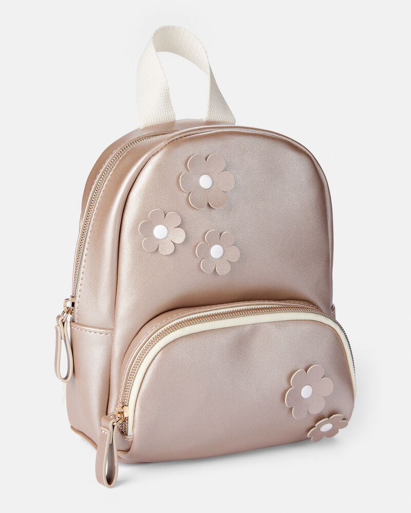 Girls Floral Mini Backpack - Metallic Rose Gold, image 1 of 2 slides