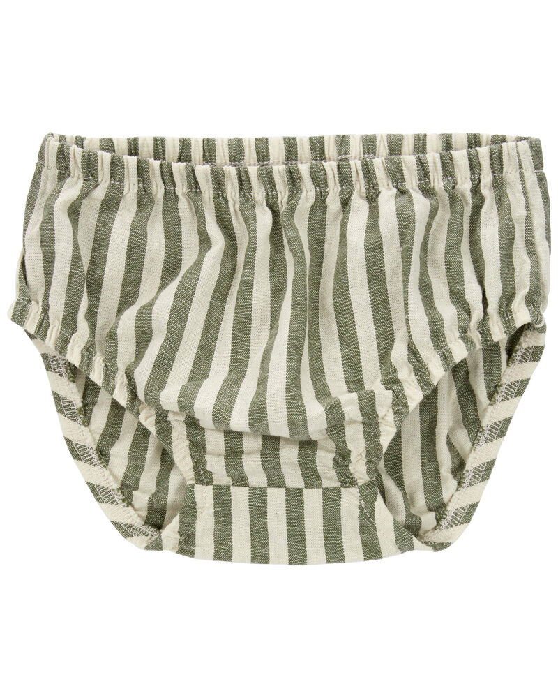 Baby 2-Piece Striped Linen Dress & Headwrap Set, image 4 of 6 slides