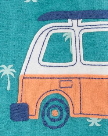Baby Boy Car Polka Dot Snug Fit Cotton Footie 1-Piece Pajamas - Turquoise, 