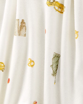 Baby New York City Print 2-Way Zip PurelySoft Sleep & Play Pajamas - Ivory, 